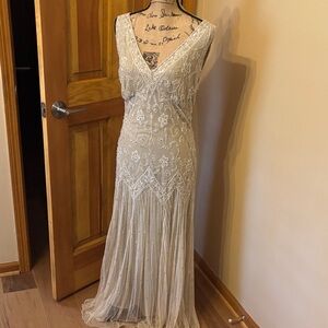 Chic Cream Embroidered Maxi Dress